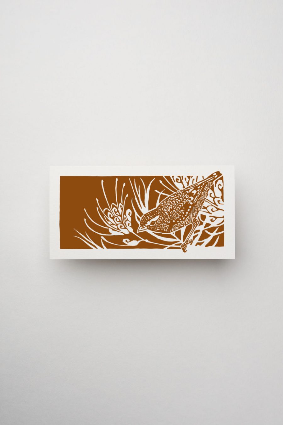 Greetings card 'Pardalotte' printed in Terracotta