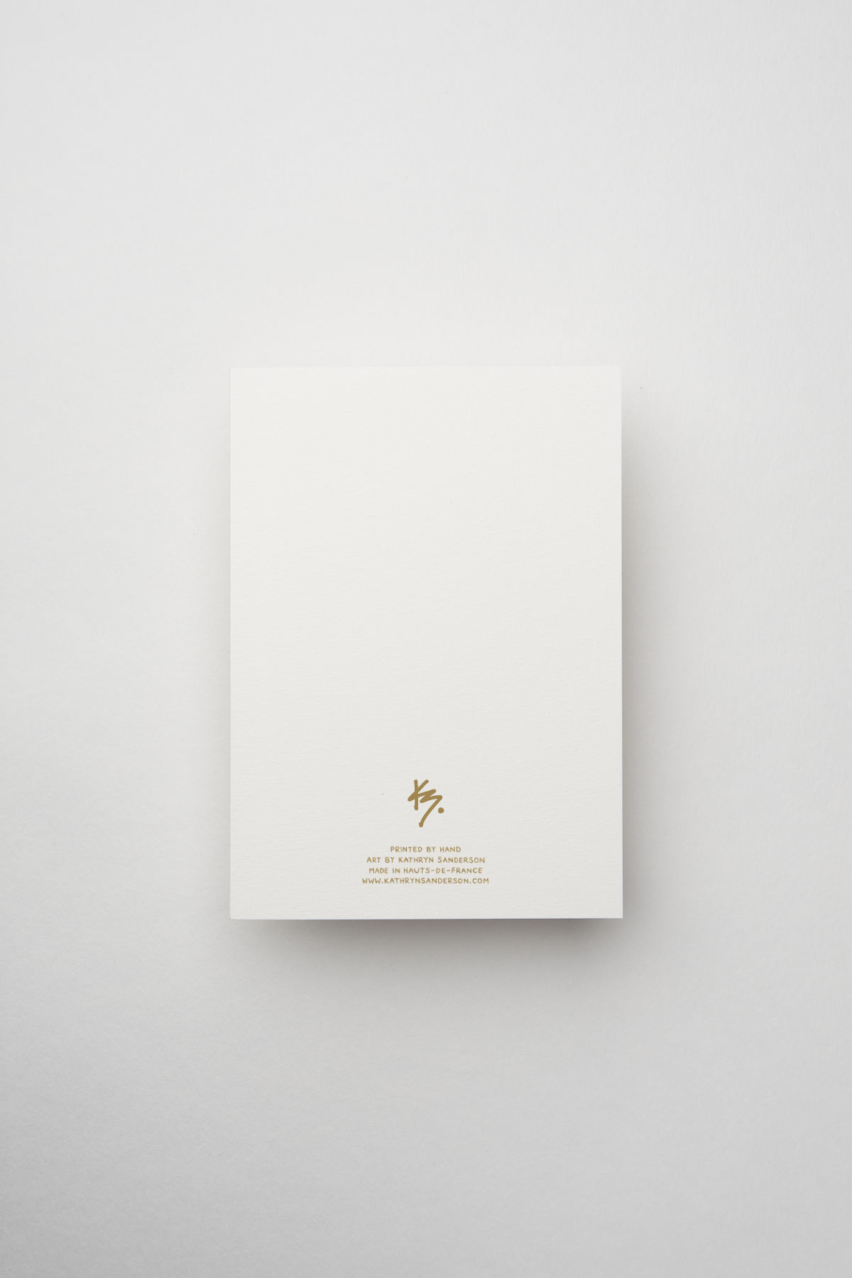 A5 greetings card back printed in Gold